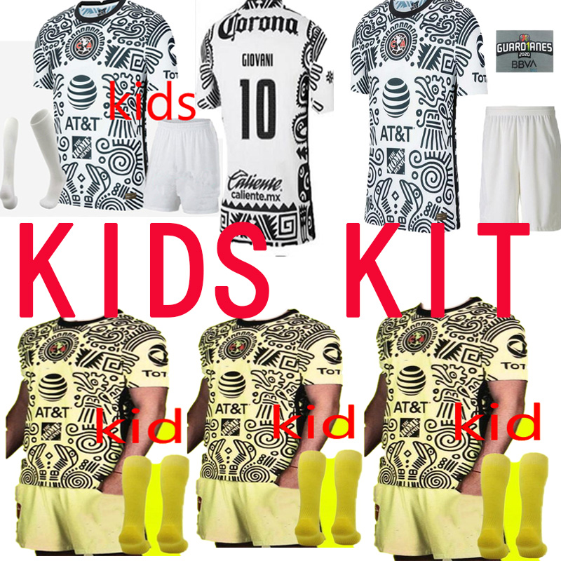 

2021 Liga MX Club America third Soccer Jerseys 21 22 GIOVANI CASTILLO America 3rd football shirt kit Camiseta de Futbol kids kit sets, White
