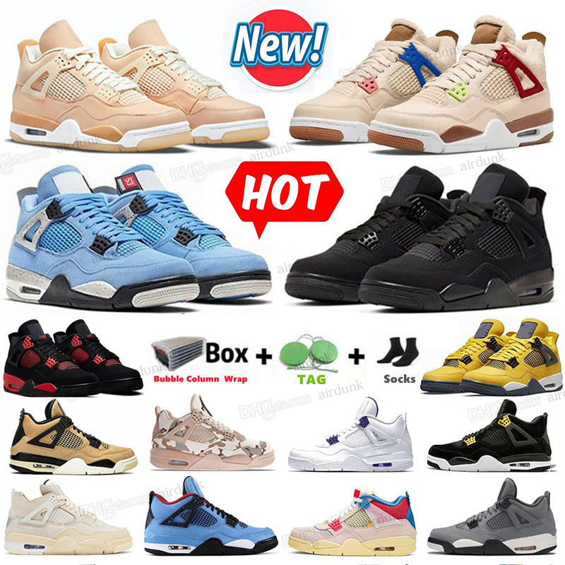 

2021 Mens black cat 4s shoes Jumpman Veterans Day Fire Red Sail White Oreo University Blue Infrared Shimmer Sneakers Lightning Trainers size 13, I need look other product