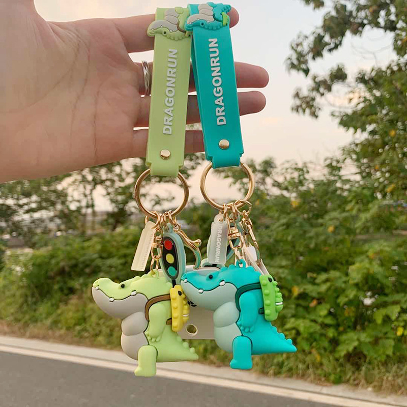 

Hot Selling Cartoon Fat Alligator key Chain High Quality Soft Glue Childrens Birthday Toys School Bag key Ring Car Bag Pendant