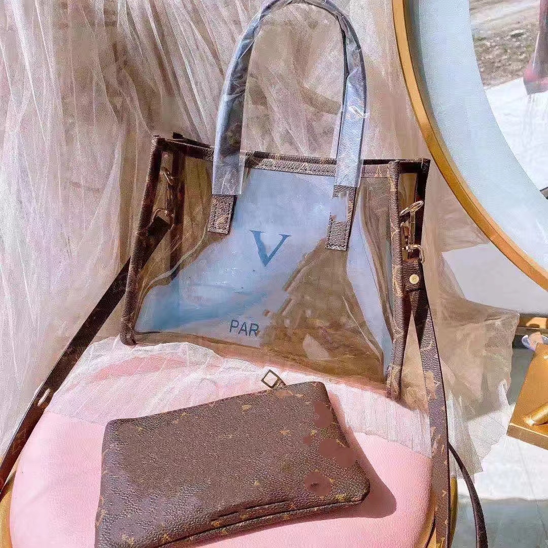 

Designer Cosmetic Bag Women two-piece Bags Top Quality famous Clear PVC