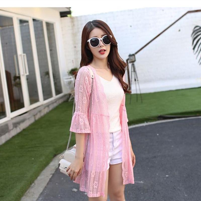 

Women' Blouses & Shirts Womens Size 2021 Plus Casual Boho Kimono Cardigan Sexy Lace Crochet Chiffon Loose Blouse Half Sleeves Tops Black Wh