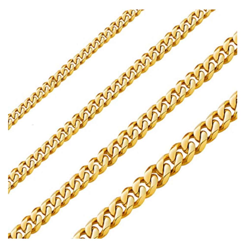 

18k Real Gold Plated Curb Cuban Chain Necklace Stainls Steel Link Necklace for Men Women