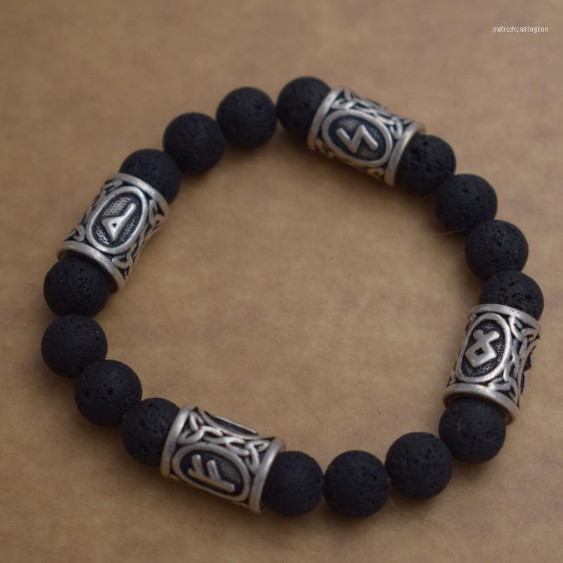 Bangle SanLan Viking Rune Lava Bead Bracelet Men Explorer Stone Charm Meaning Success And Final Good Gift1-image-742049885