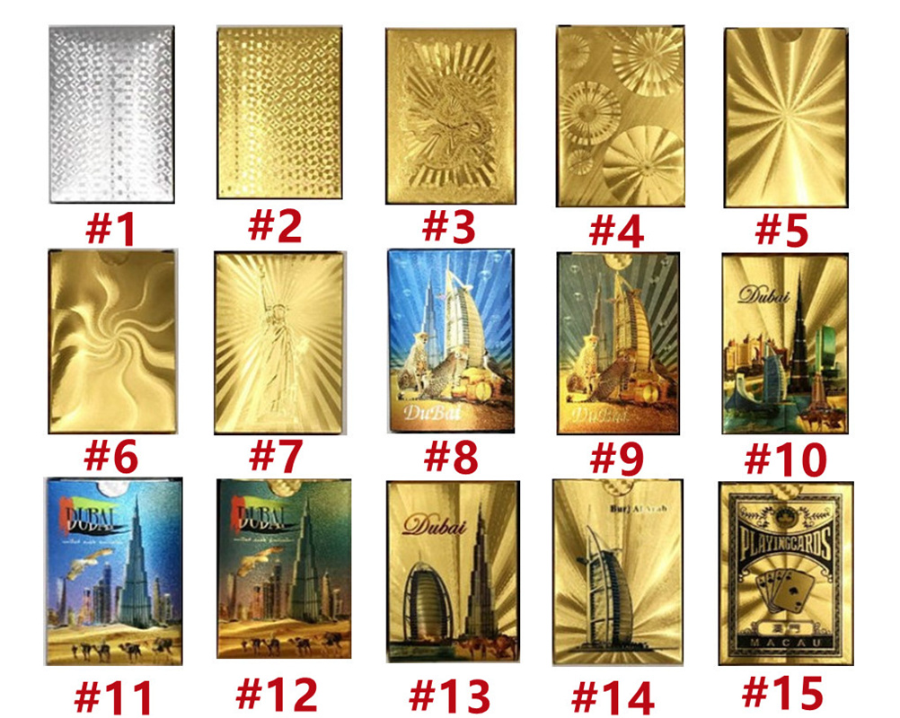 

15 styles 24K Gold Playing Poker Game Deck Foil Set Plastic Magic Card Waterproof Cards