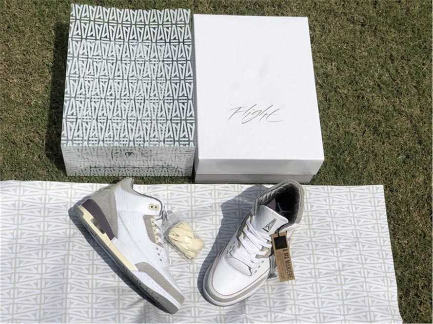 

2021 Release Authentic 3 a Ma Maniere Shoes Medium Grey-violet Ore-white 3s Men Outdoor Sports Sneakers with Original Box Us7-13, A ma maniére