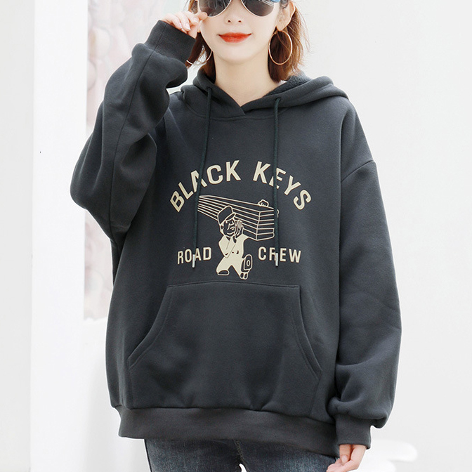 

2021 Korean Style Letter Printed Sweatshirt Autumn New Drop Shoulder Loose Pullover Cotton Kawaii Hoodie Women Harajuku Lot7