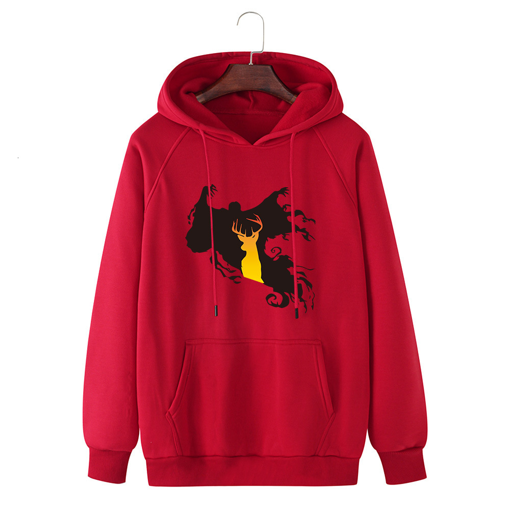 

2021 Autumn and Winter New Christmas Street Men' Elk Print Large Size Hooded Sweater Man Hoodies Clothes Men Zxco, White