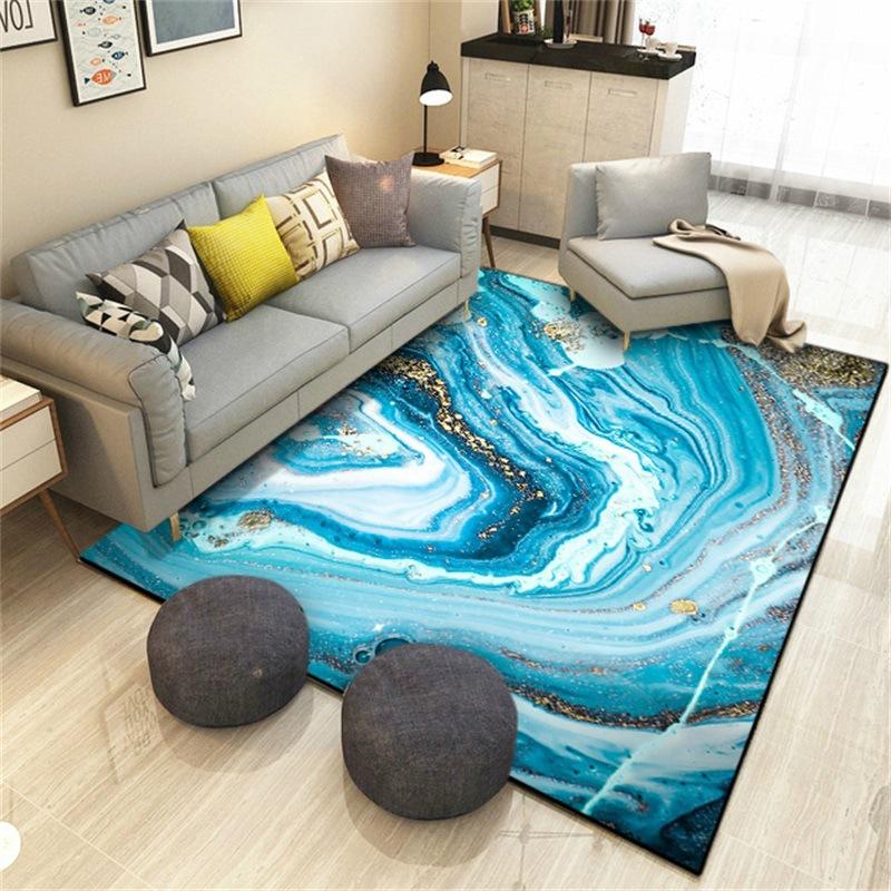 

Abstract Marble Area Rugs Creative White Golden Blue Pattern Living Room Bedroom Decor Carpet Hallway Kitchen Non-Slip Floor Mat, Carpet2