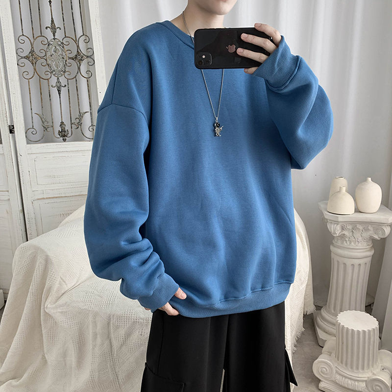 

2021 New Autumn O-neck Hoodie Men's Fashion Solid Color Casual Sweatshirt Men Streetwear Wild Loose Hip-hop Pullover Hoodies Mens Hoody X26i, Light purple