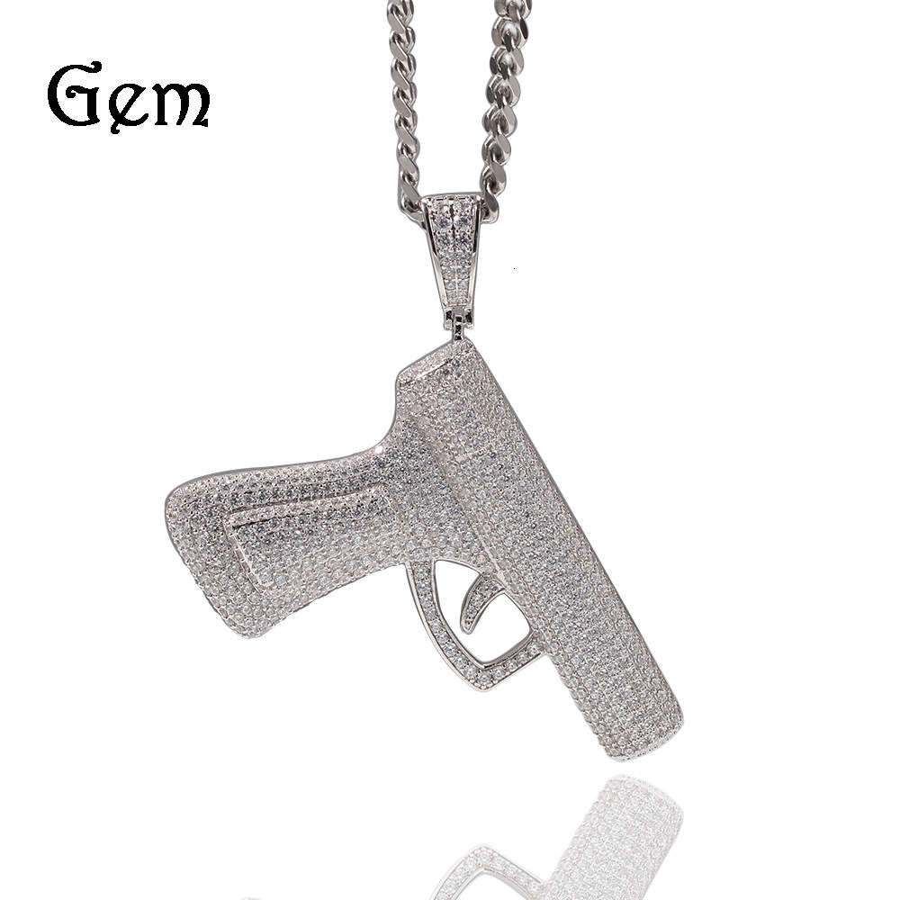 

Hip hop men's pistol Pendant Necklace Fashion Brand long sweater chain heavy metal jewelry accessories