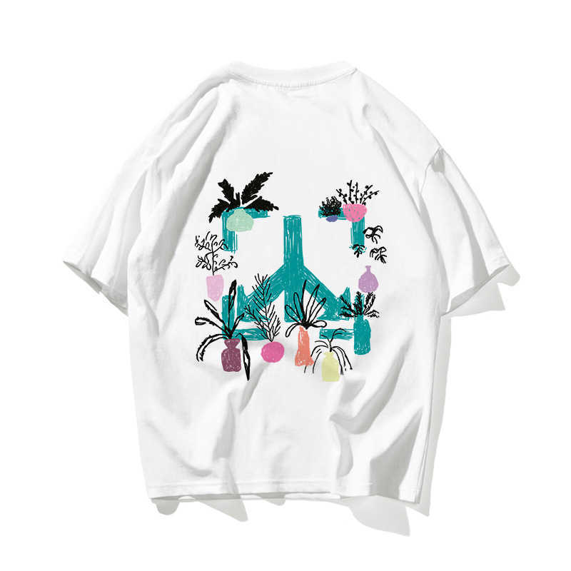 

Anti War Hip Hop Oversize T Shirt Men Streetwear Harajuku Flower Tshirt Short Sleeve Cotton Loose HipHop T-Shirt Couple 210603, Light blue