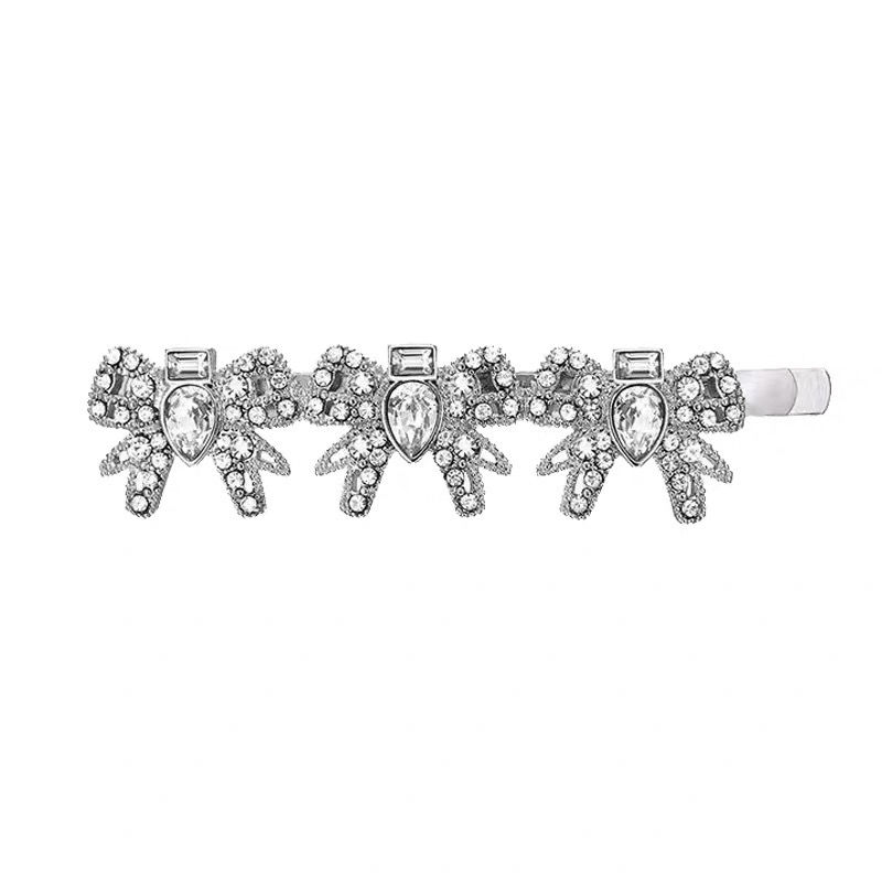 

Luxury Hair Clips & Barrettes M bow full of diamond crystal hairpin letter M hairpin sweet wind, Golden;silver