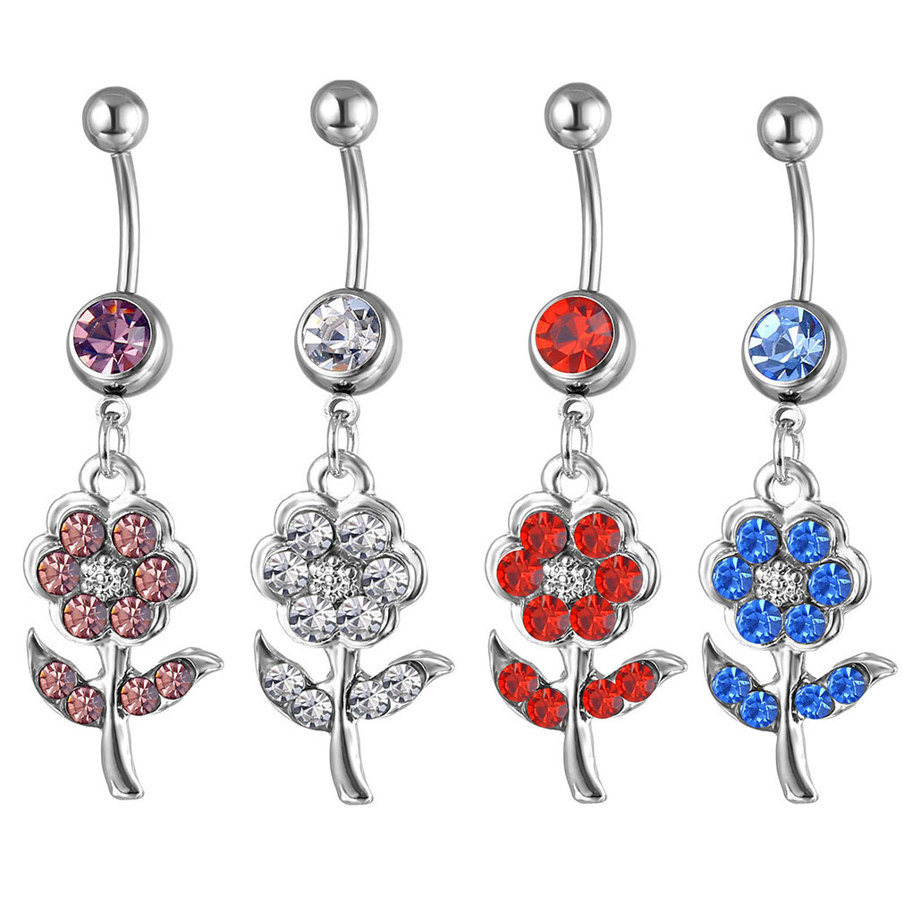 

D0597 Flower Belly Navel Button Ring Mix Colors