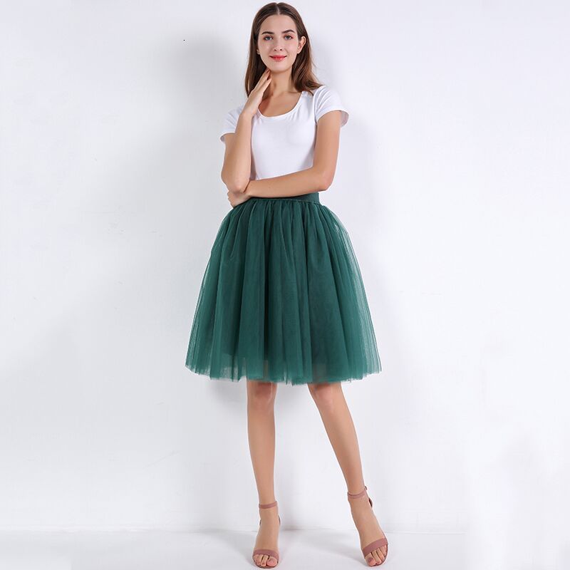

2021 New Women Summer Ball Gown Midi Pleated Dance Tutu Skirts 5 Layers Mix Colors Tulle Elegant Skirt Rnn7, As photo