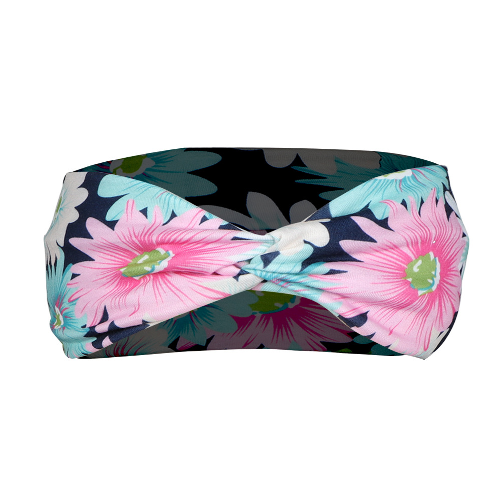 Stretch print knotted cross headbands women fashion retro knitted wide-brim quick-drying hair accessories simple yoga sports running headband gif-image-660163973