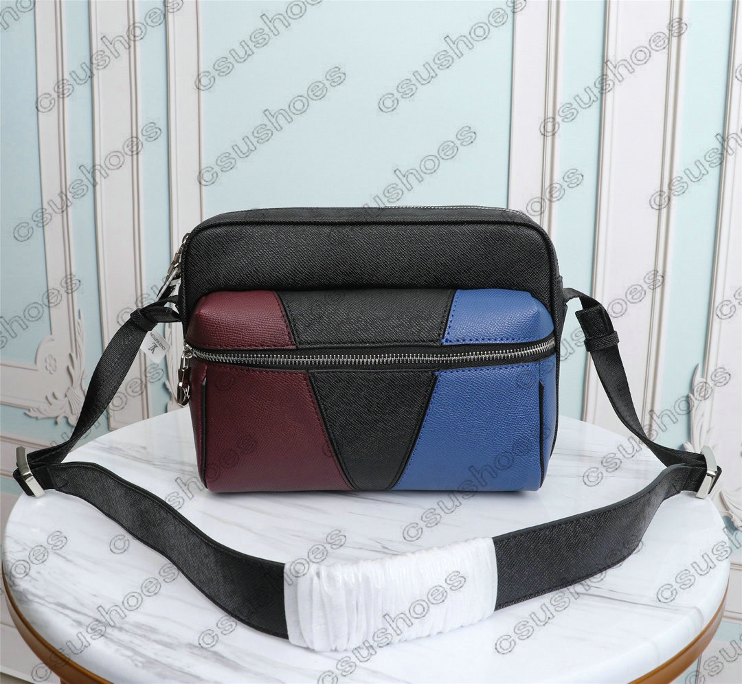 

Trend Leather Messenger Bag Casual Mens Flap Bag Cross Body Handbag Tote Purse Wallet Handle Bags M30703 Burgundy/Black/Navy Patchwork 30703
