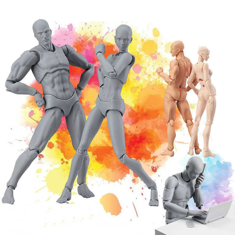 

Figmae She Movable Body Joint Action Figure Toy Art Painting Anime Model Doll Mannequin Sketch Draw Human Q0622, Skin color female