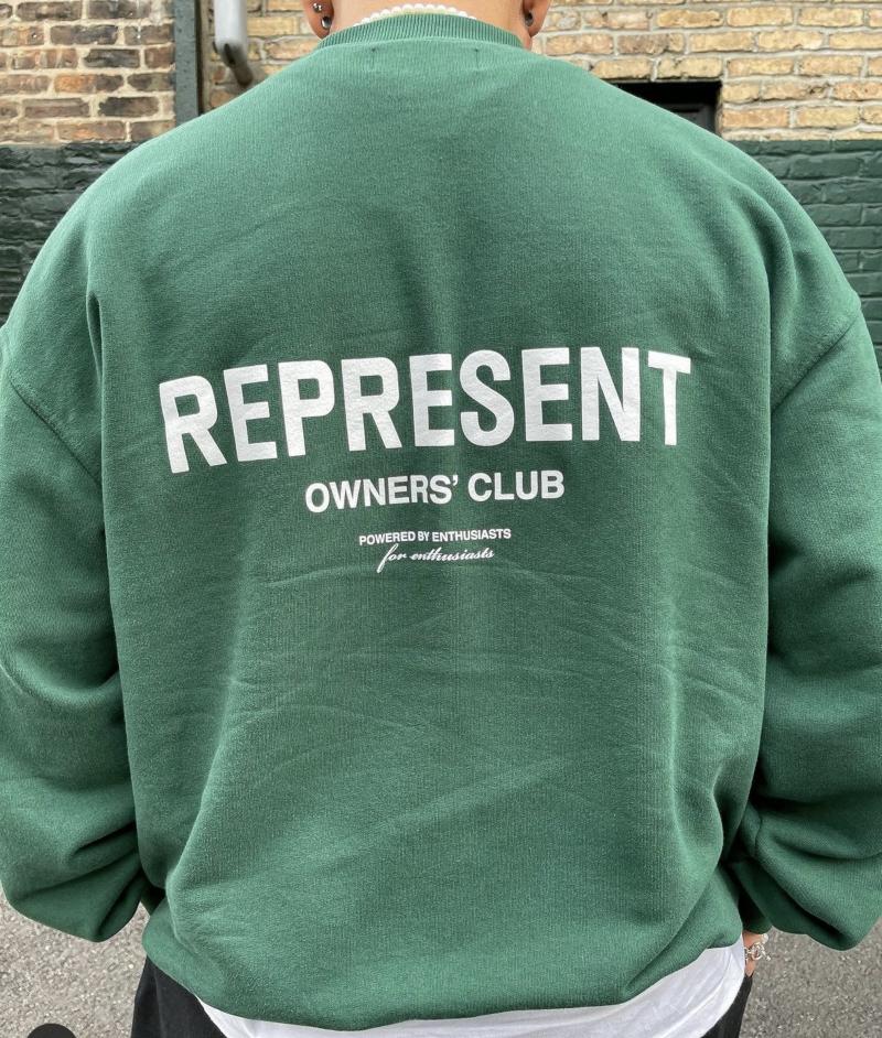 

Men's Hoodies & Sweatshirts Men Women 1:1 High Quality Slogan Printed Hoodie Oversized Crewneck Green OWNERS CLUB