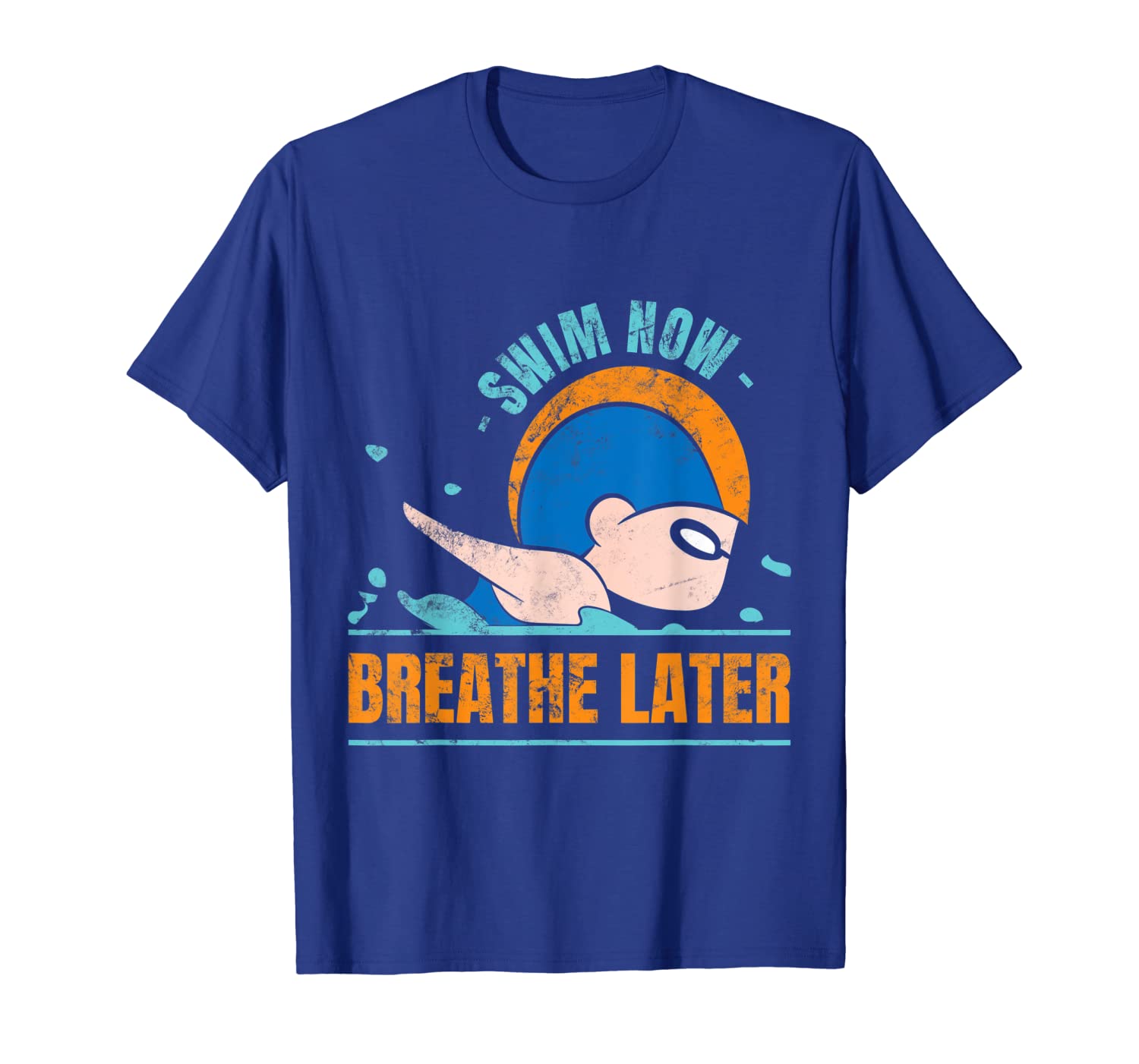 

Swim now breathe later T shirt for a swimmer., White;black