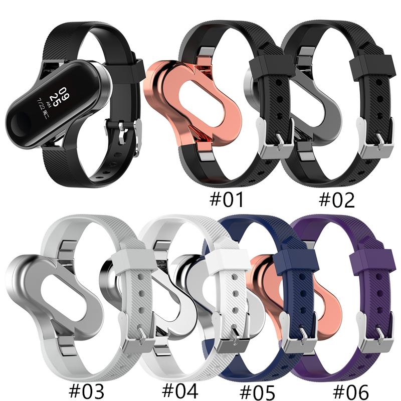 

New Silicone Strap Metal Frame Case for XIAOMI MI Band 3/4 Fashion Design bracelet Miband 4 Strap