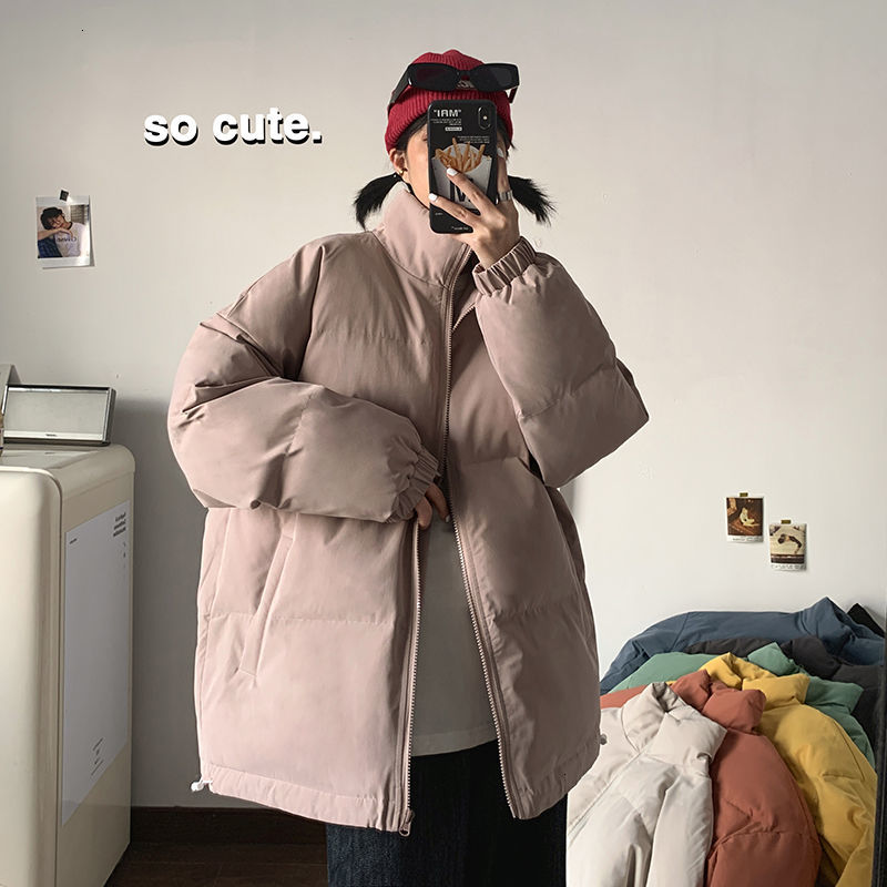 

2021 New Winter Jacket Men's Parka Warm Fashion Casual Stand-up Collar Men Streetwear Short Coat Mens Clothes M-2xl W5cr, Black