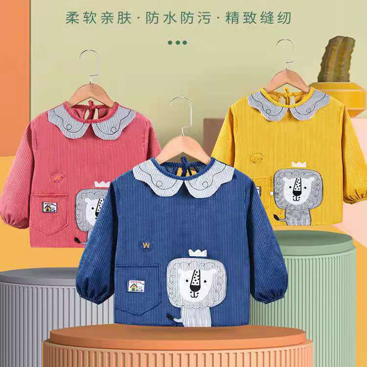 

autumn and winter children's coveralls girls' aprons boys' waterproof reverse drsing babi' eating protective cloth long