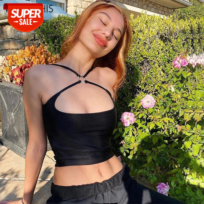 

WannaThis Irregular Criss Cross Sleeveless Camisole Black Front Hollow Out Backless Summer Sexy Cropped Top Women Clubwear New #Ud3Z, White