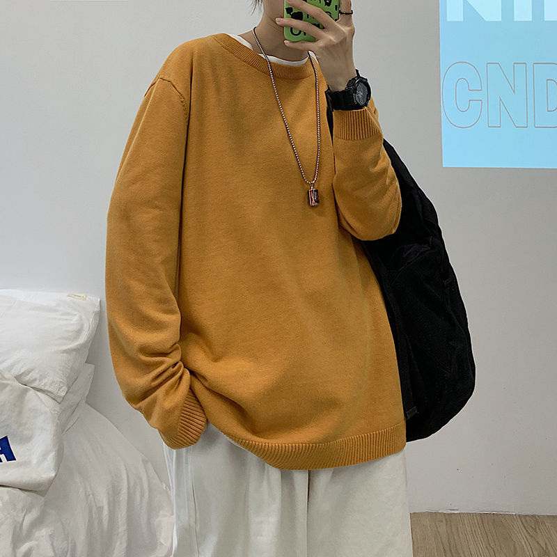 

2021 New Sweater Men's Warm Fashion Solid Color Casual O-neck Knitted Pullover Men Autumn Winter Knitting Sweaters Mens Clothes 59ih, Sapphire blue