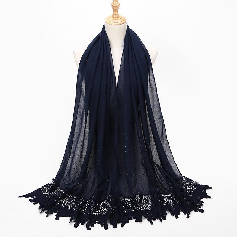 

Scarves Cotton Fashion Lace Scarf Hijab Floral Embroidery Crystal Long Autumn Wrap Scarves/shawls, Blue;gray