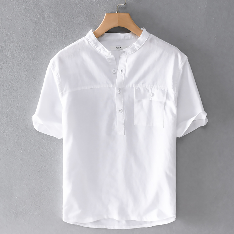 

2021 New Nova Marca Vero De Gola Respirvel Camisas Brancas Para Linho Slida Dos Homens Chemise Camisa Wct0, Light green