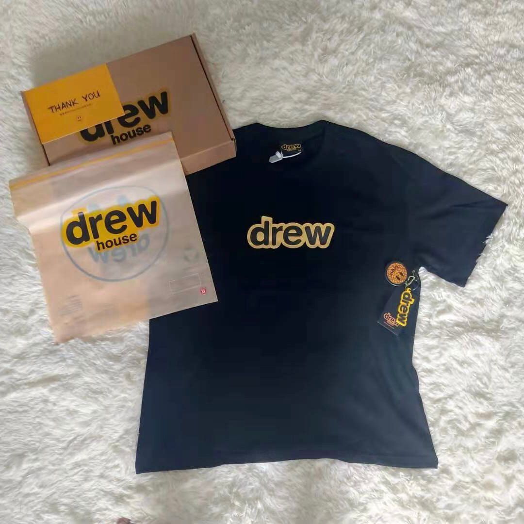 

Draw house Justin Bieber same draw letter gilded short sleeve fog high street loose T-shirt MRJY, White;black