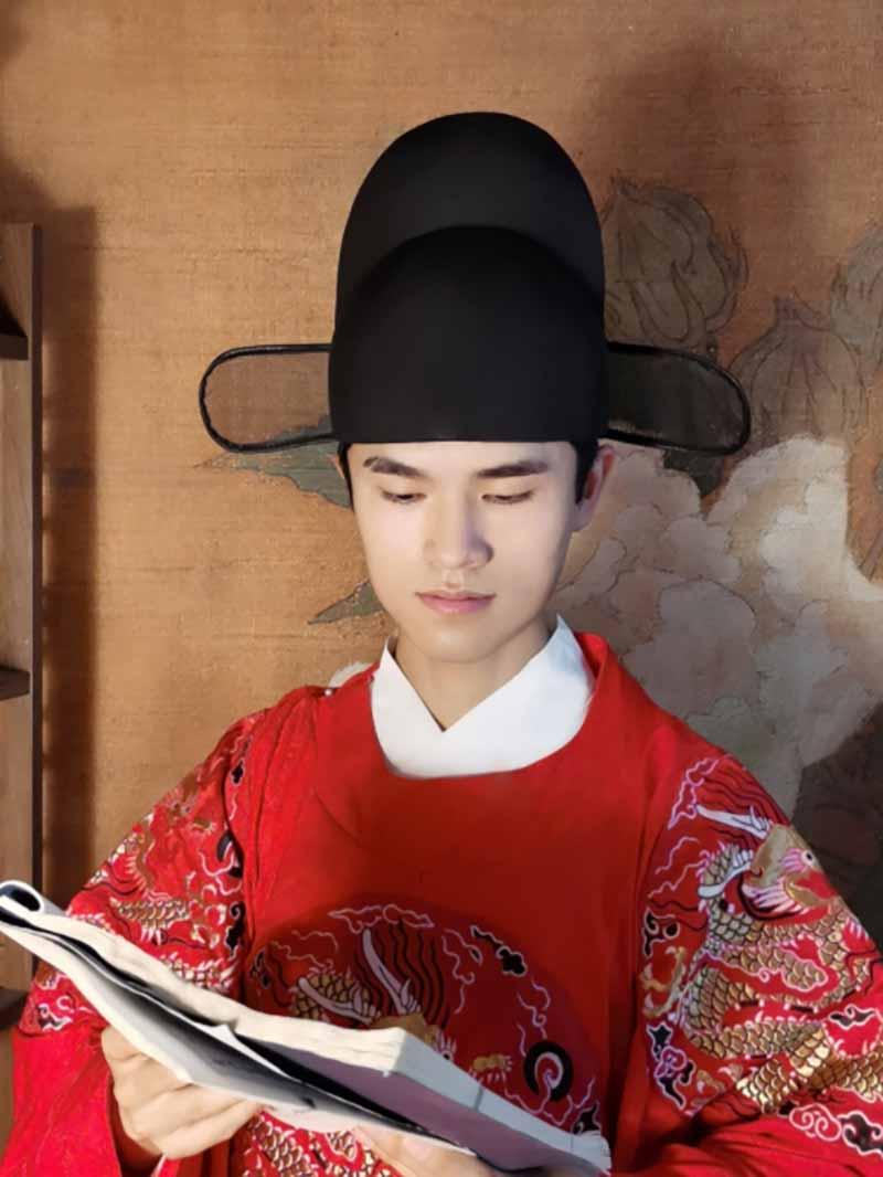 

Wide Brim Hats Chinese Ancient Hanfu Hat For Men Ming Dynasty Official Black Gauze Headdress Male Cosplay Formal Women, As shown