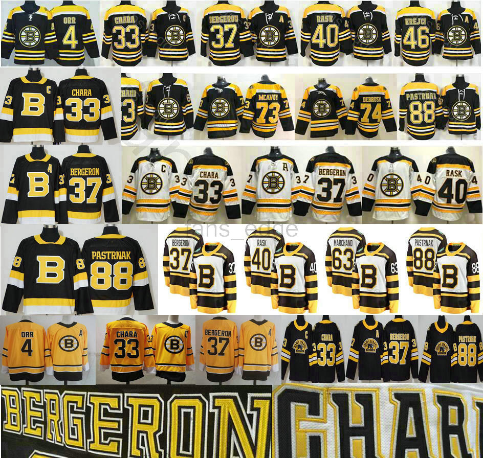 2021 Reverse Retro Yellow Boston Bruins Ice Hockey 4 Bobby Orr Zdeno Chara 37 Patrice 46 Krejci David 88 Pastrnak 40 Tuukka Rask Jerseys