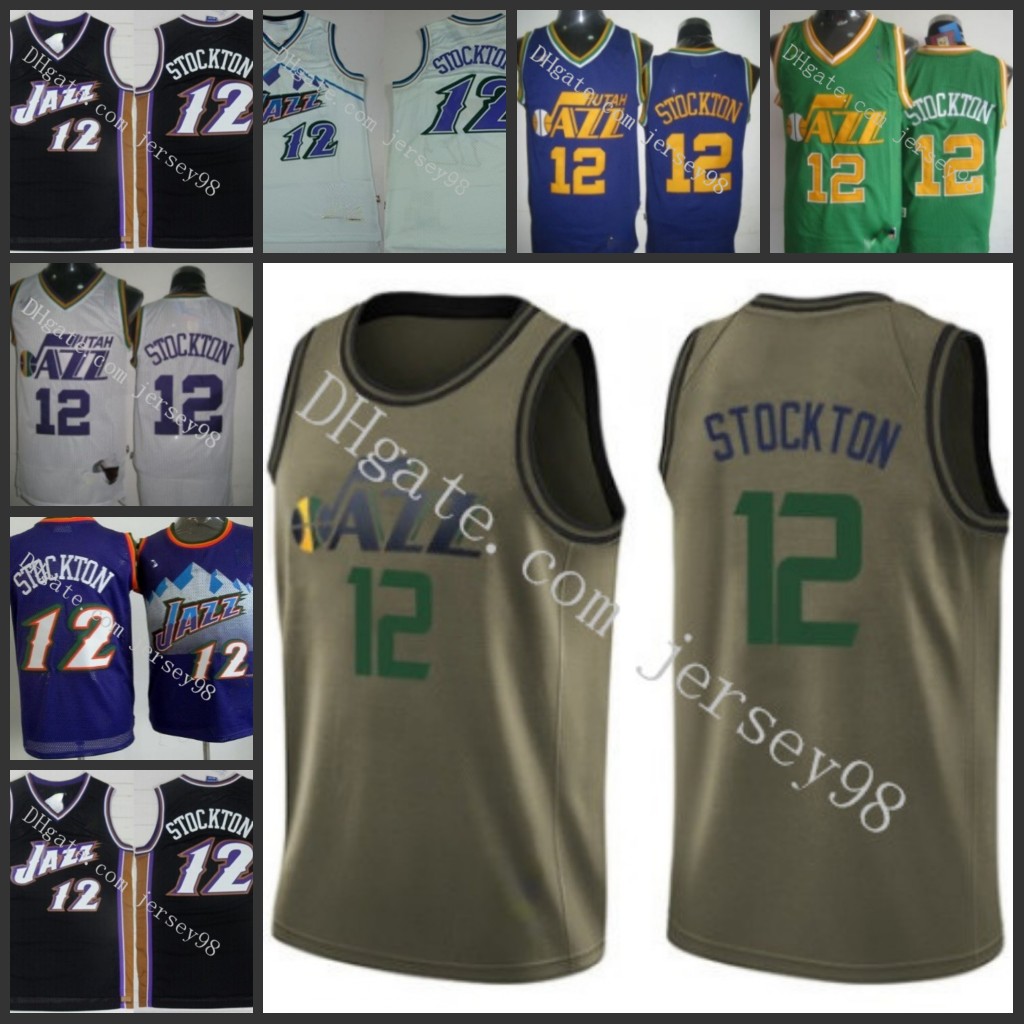 

UtahJazzMen #12John Stockton men retro Jersey