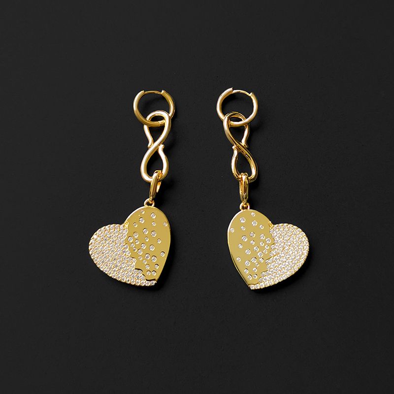 

S925 Sterling Silver Diamond Love Geometric Interlocking Earrings Female Fashion Personality Luxury Monaco Jewelry