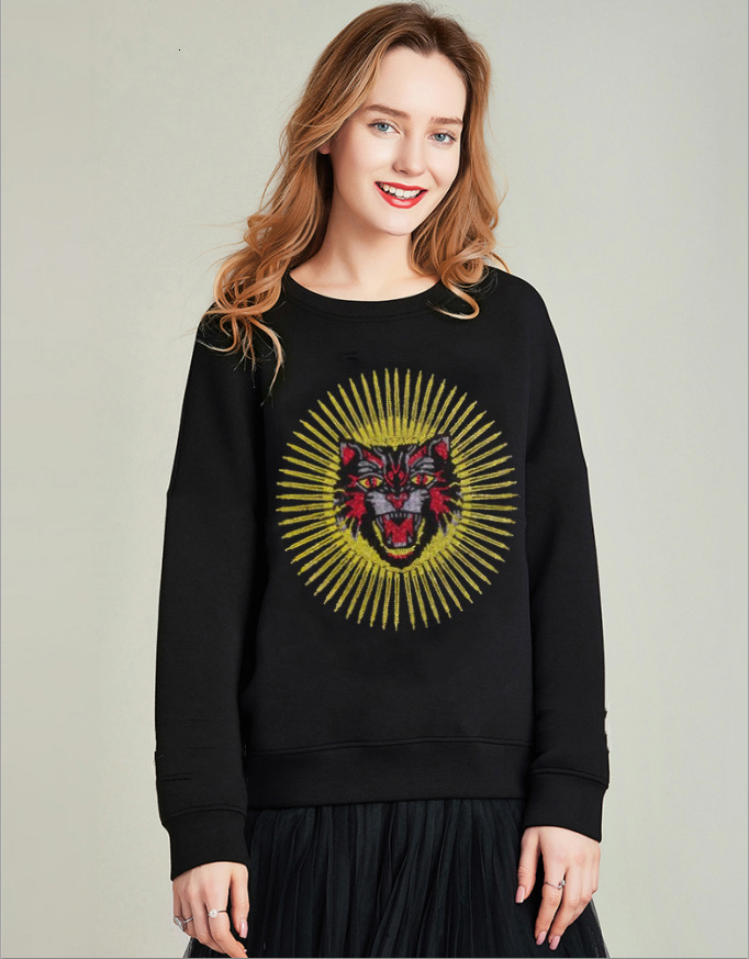 

2021 New Diamonds Brand Hoodies Women's Clothing Long Sleeve the Neck Witer Sweatshirt Girls High Quality Tops Zbjc, As shown in the figure