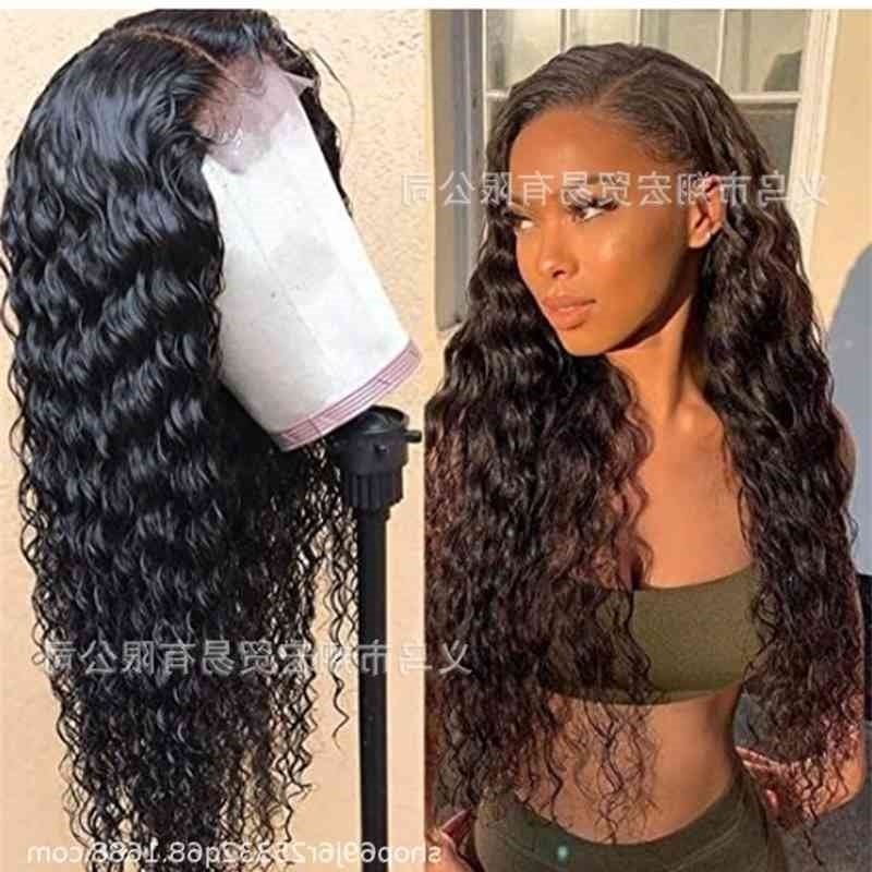 

split 2020 new middle front lace black long small curly wig, 16