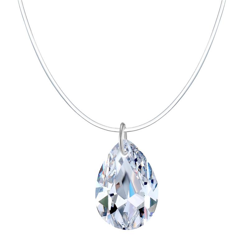 

Pendant Necklaces Dayoff European Clear Choker Invisible Fish Line Crystal Necklace Neck Zircon Women Clavicle Chain Feminino Collar N36