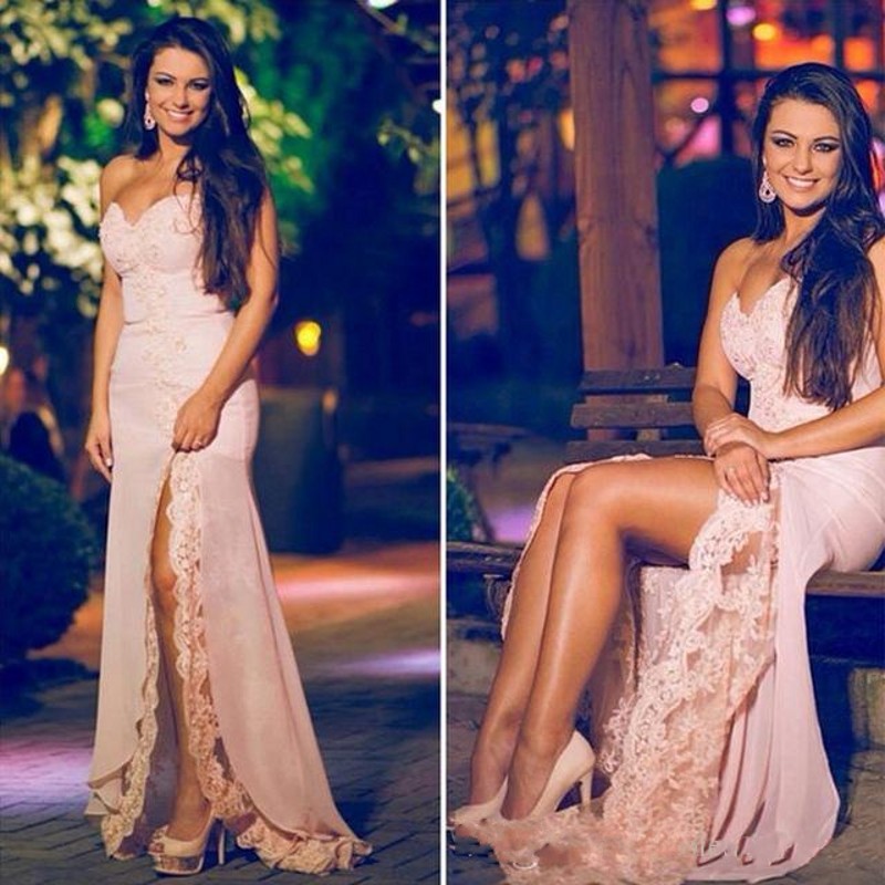 

2021 New Sexy High Thigh Split Lace Evening Es Formal Mermaid Sweetheart Appliqued Floor Length Prom Party Holiday Gowns 0gzp, Burgundy