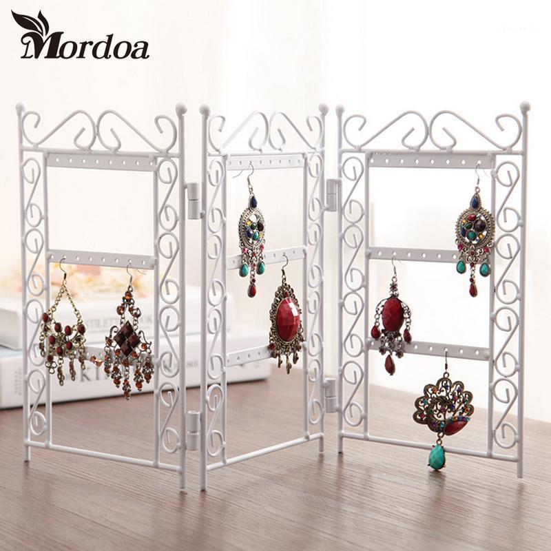 

Jewelry Pouches, Bags Dangle Earrings White Metal Display Stand Holder Rack Wrought Iron Frame Necklace Pendant Shelf, Pink;blue