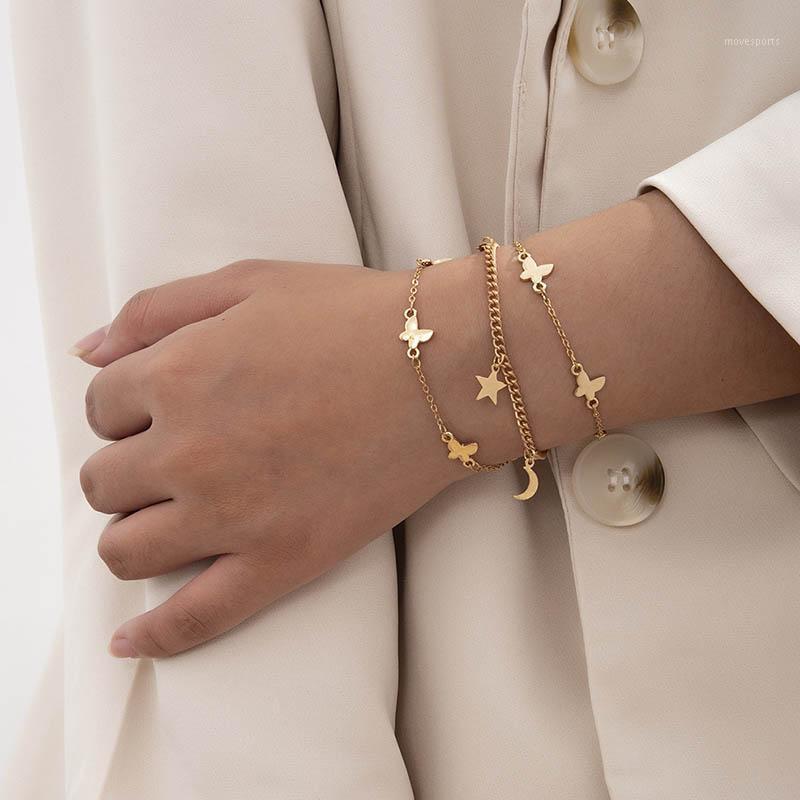 

Charm Bracelets Vintage Multilayer Chains Alloy Star Moon Butterfly Charms For Women Punk Geometric Bracelet Fashion Jewelry Gift1