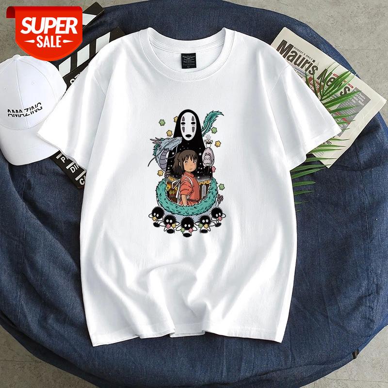 

Japanese Anime No Face Shirt Miyazaki Hayao Anime Spirit Away T Shirt Men Cartoon Summer High Quality Cotton Casual Tops #Kz5E, White;black