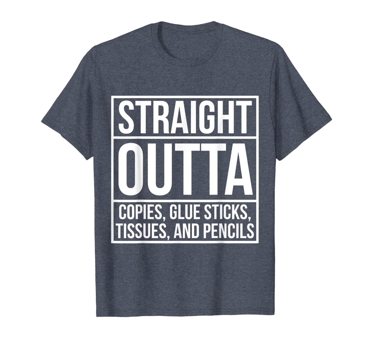 

funny straight outta copies glue sticks tissues t-shirt, White;black