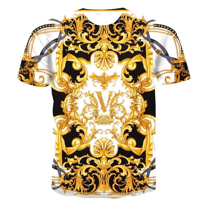

Men's T-Shirts 2021 Latest Baroque Summer Oversized T-shirt 3d Fashion Printed Round Neck Short Sleeve Casual Jacket, Blk1
