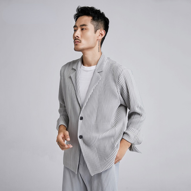 

Japanese streetwear fashion pleated clothes men's autumn 2021 new high-quality suit jacket, White;black
