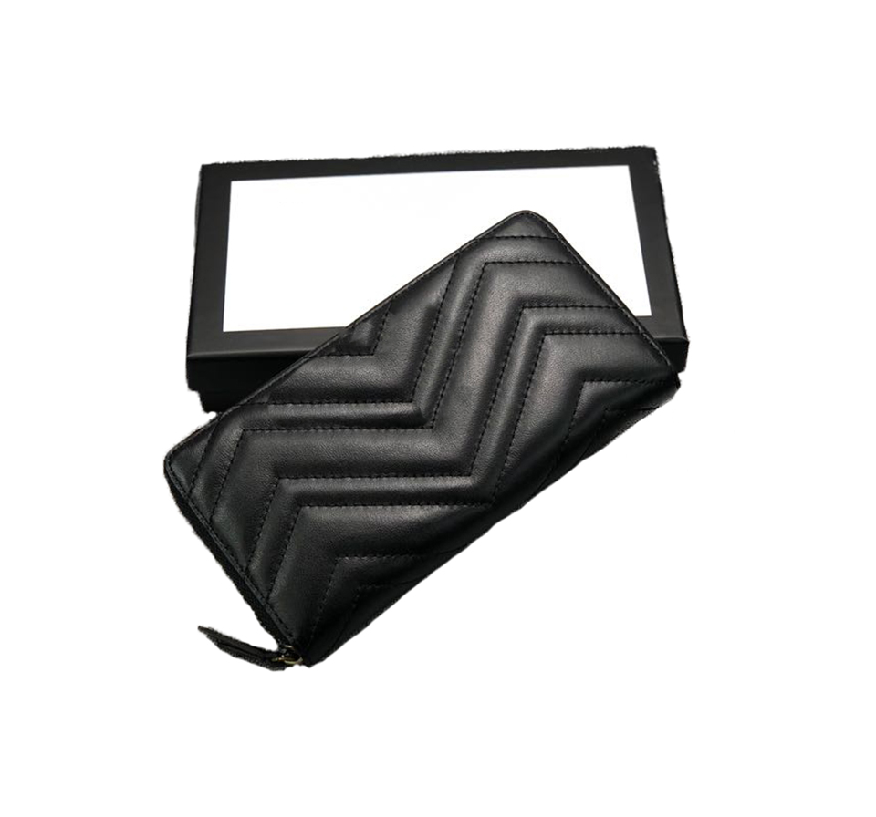 

Long Fashion Wallet Clutch Card Holder Casual Coin Purse Pouch Genuine Leather quilted Wallets zipper soft Mini bag luxury wallet, 19*10cm