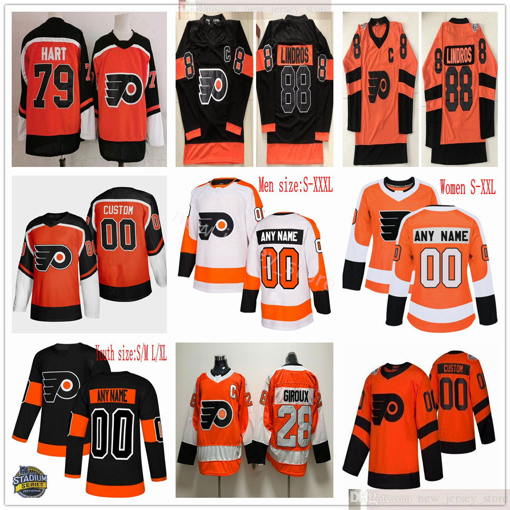 

Custom Man Women Youth Kids Hockey 2021 Reverse Retro Philadelphia Flyers Carsen Twarynski Connor Bunnaman Riemsdyk Justin Braun Hayes Matt, Black;red