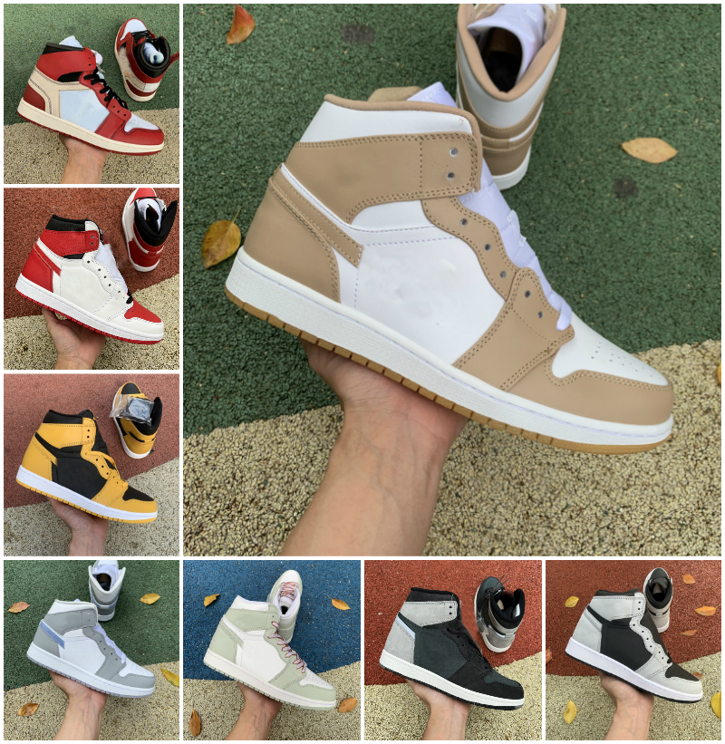 

Jumpman 1 1s Basketball Shoes High OG Patent Bred Dark Mocha Marina University Blue Mid Shadow Seafoam Wolf Grey Tan Gum Men Woman Designers Sports Sneakers Trainers, Bubble package bag