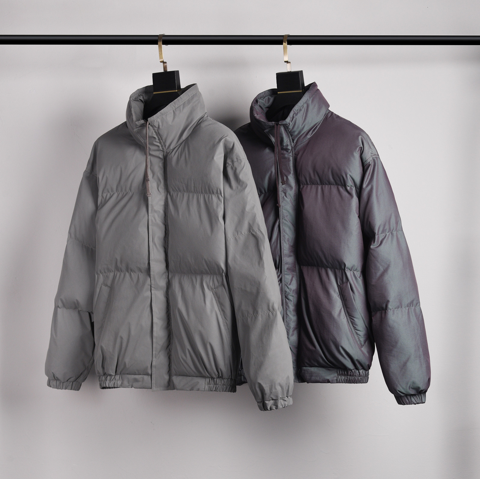 

2021 Fw New Winter Fog Dazzle Colour Down Jacket Men Women Stand Collar Bread Coats Outerwear Male Clothes I9vc