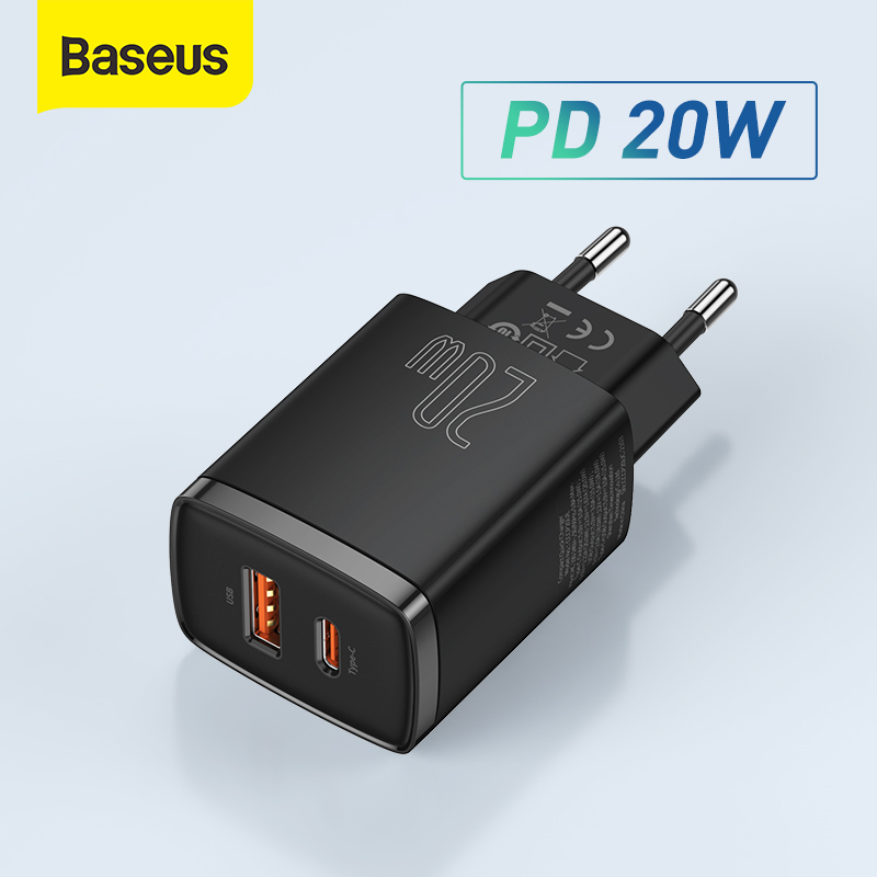 

Baseus 20W USB Charger port Type C PD Fast Charging Dual USB Port Portable Phone Charger For iPhone 12 Pro Max 11 Mini 8 Plus